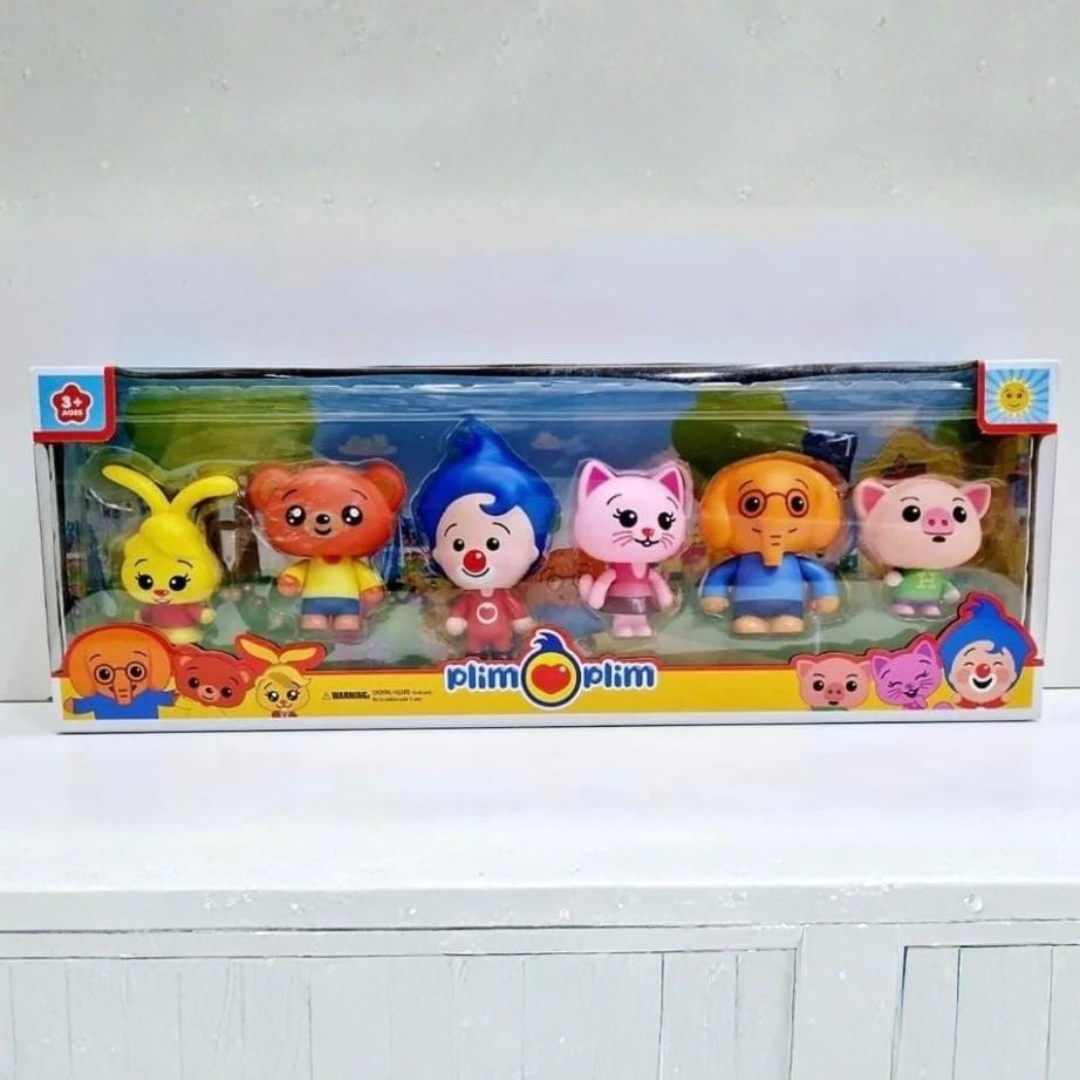 Set x6 Muñecos Plim Plim y sus Amigos - Figuras de Jebe Suave (Colección Completa)